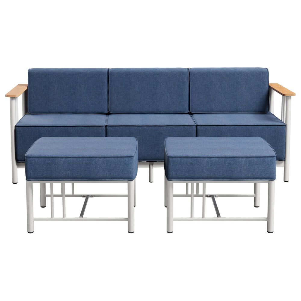 Sunwell Garden 3-Piece Patio Chat Set in Blue, , large