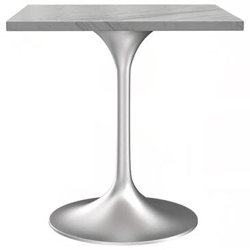 Leisuremod Verve 27" Square Dining Table with Resin Top in Brushed Chrome and White - Table Only, , large