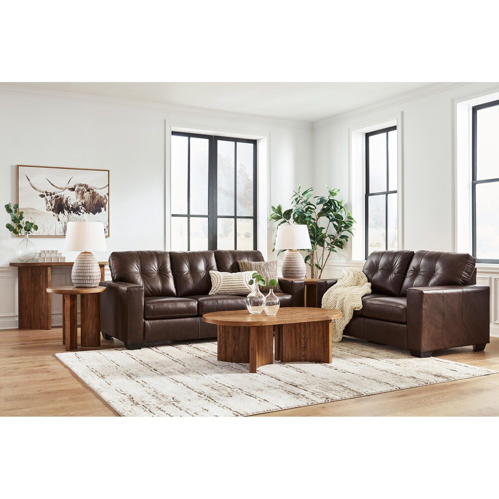 Ashley Santorine Stationary Sofa and Loveseat Set in Dark Brown, , large