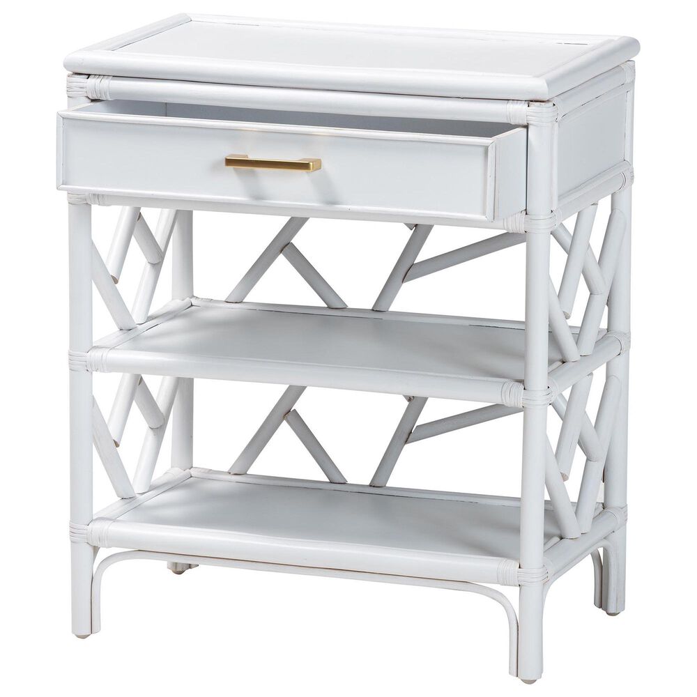 Baxton Studio Daina 1-Drawer Nightstand in White, , large