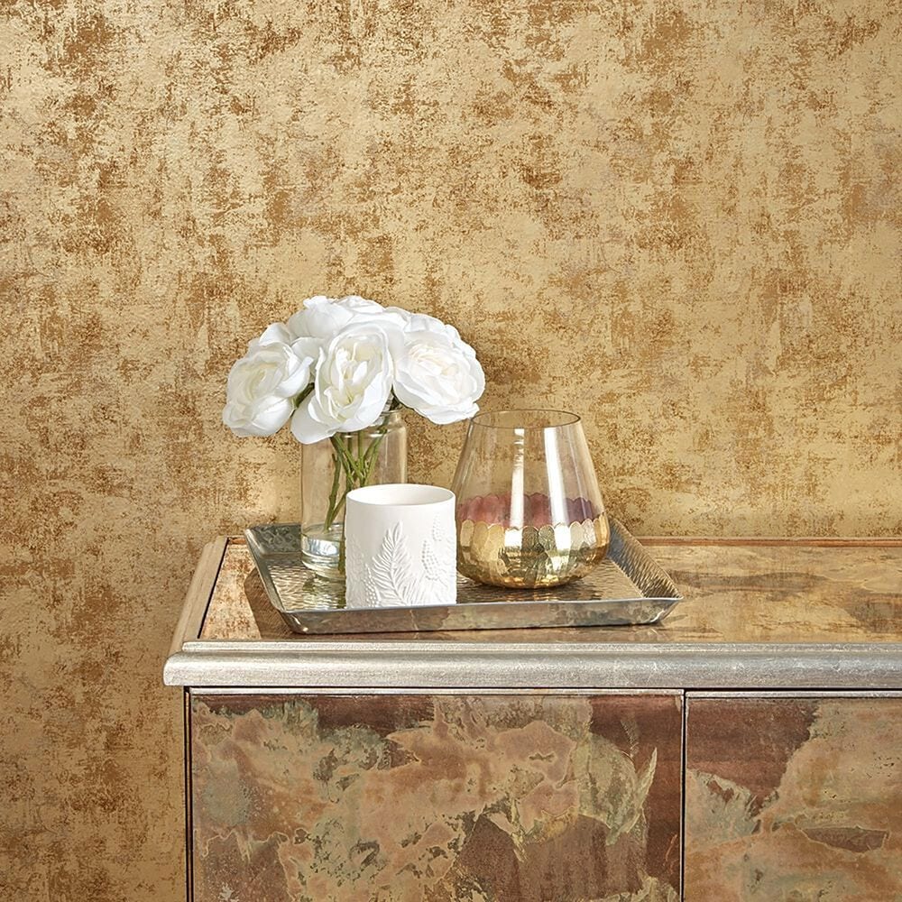 Tempaper 56 sq. ft. Distressed Gold Leaf Pearl Peel and Stick Wallpaper, , large