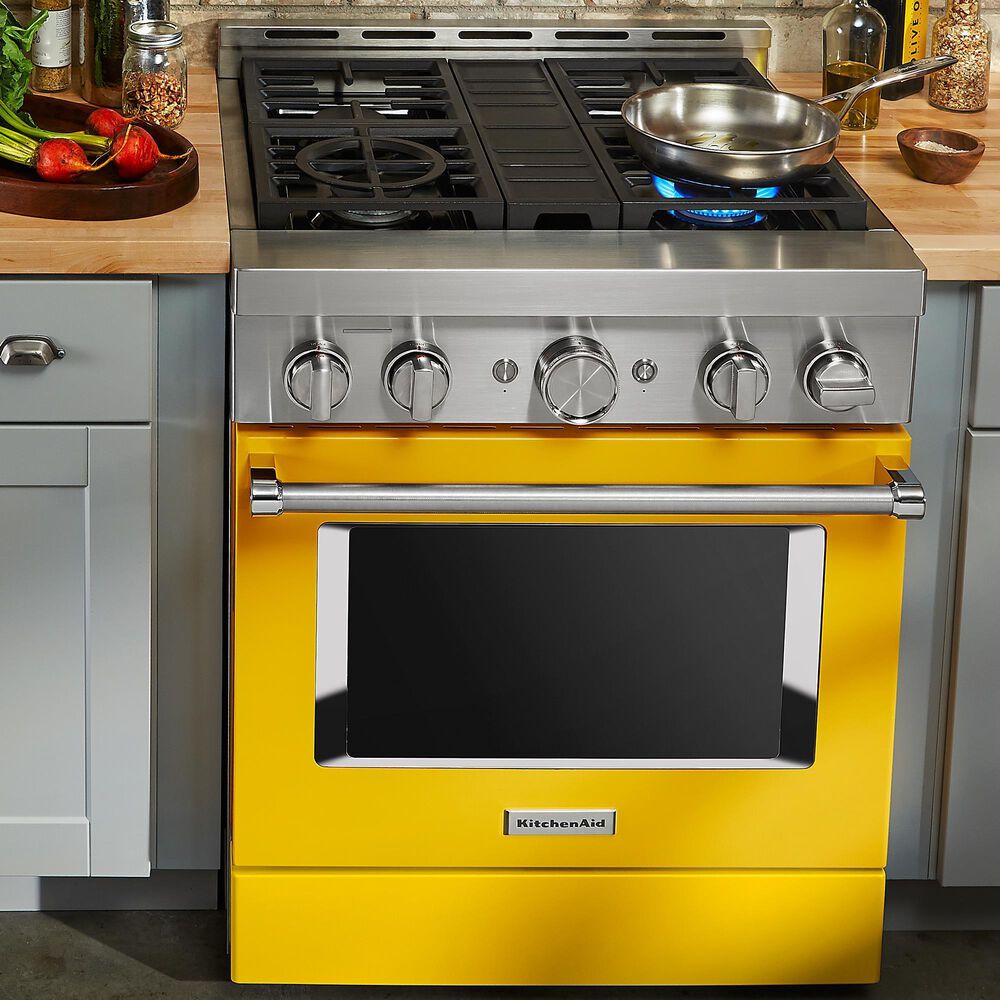 KitchenAid 4.1 Cu. Ft. Freestanding Gas Range with True Convection in Yellow Pepper, , large