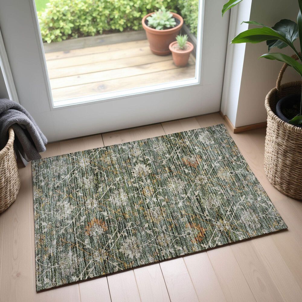 Dalyn Rug Company Silk Road Basil, Green, Beige, Copper, Gold and Gray 1&#39;8&quot; x 2&#39;6&quot; Area Rug, , large