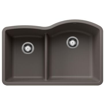 Blanco Diamond 32" 1-3/4 Reverse Double Kitchen Sinks with Low Divide in Volcano Gray, , large