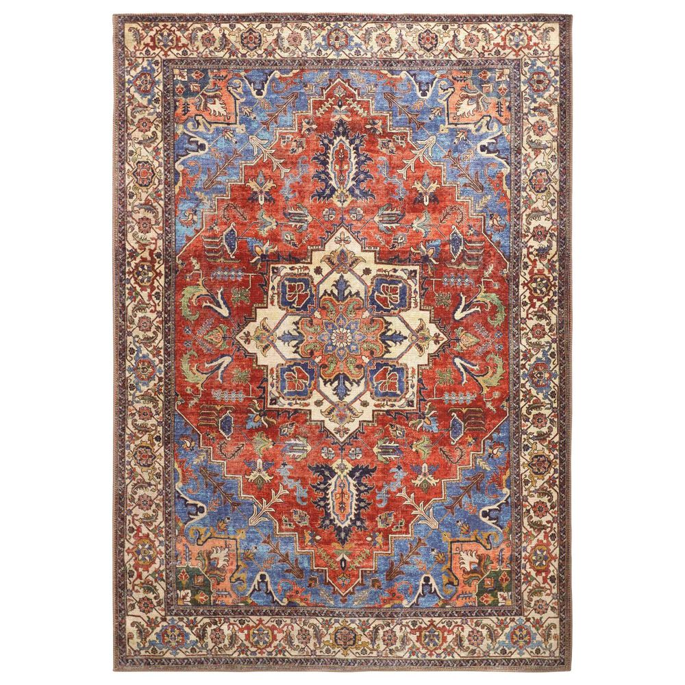 Feizy Percy 5"3" x 7"6" Blue and Rust Area Rug, , large