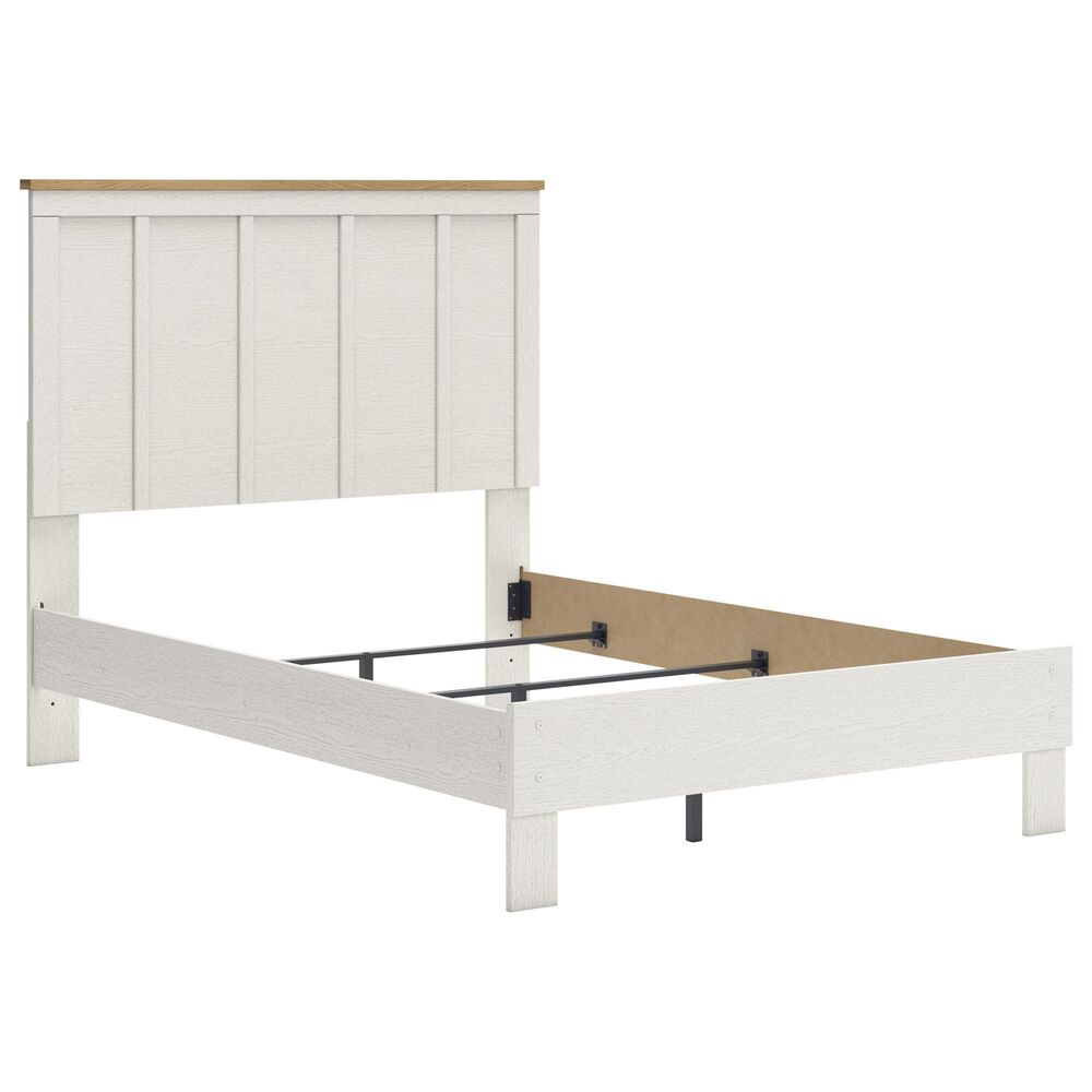Ashley Linnocreek Full Panel Bed in White and Warm Brown, , large