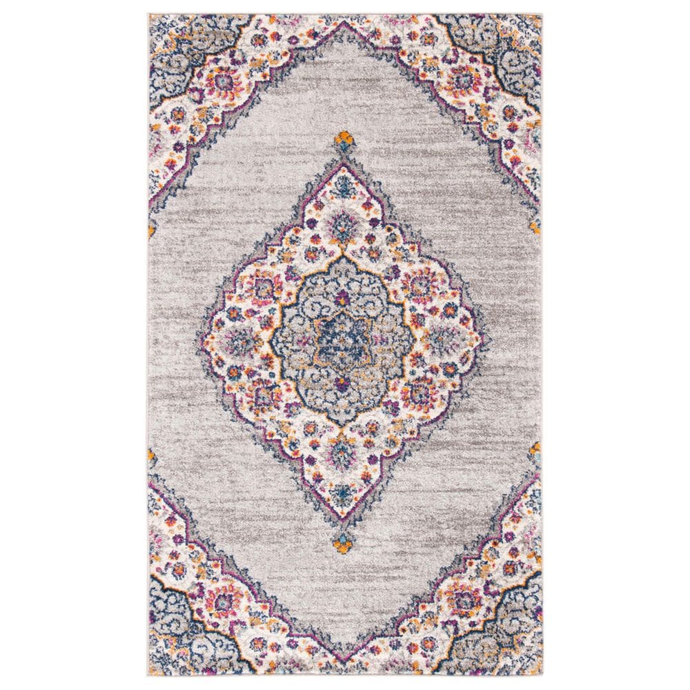 Safavieh Madison MAD153R 3" x 5" Light Grey and Fuchsia Area Rug, , large