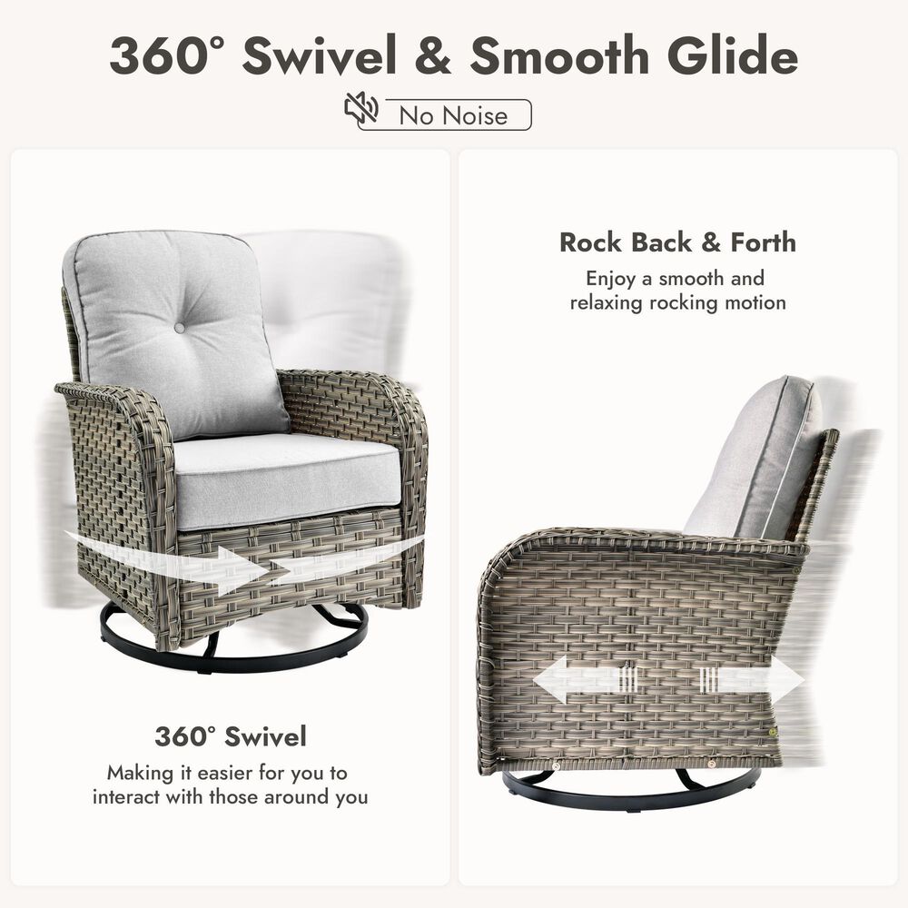 HOMLUX 3-Piece Patio  Conversation Set in Gray, , large