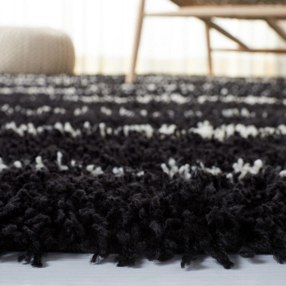 Safavieh Venus Shag VNS603Z 8' x 10' Black and Ivory Area Rug, , large