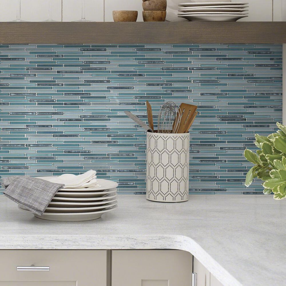 Shaw Molten Linear Hydra 13.27" x 11.85" Glass Mosaic Sheet, , large
