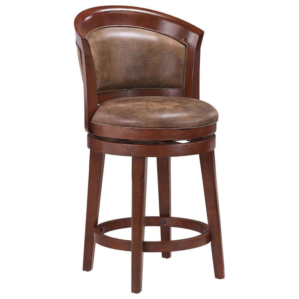 Sasha Lee Swivel Counter Stool with Nail Head Trim in Brown, , large