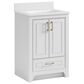 37B Lucerne 24" Single Bathroom Vanity Cabinet in Bright White with Marble Top and Backsplash, , large