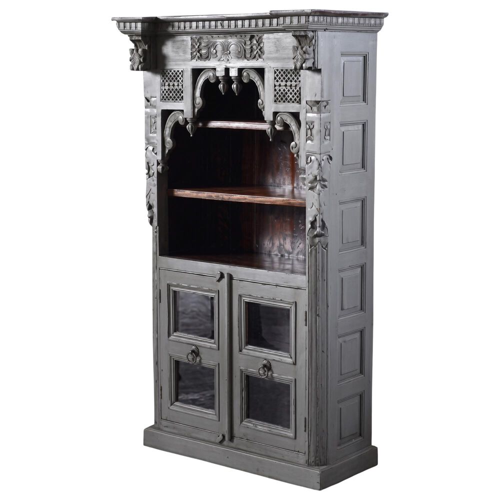 Jaipur Home One of a Kind Architectural Bookcase in Dark Grey, , large