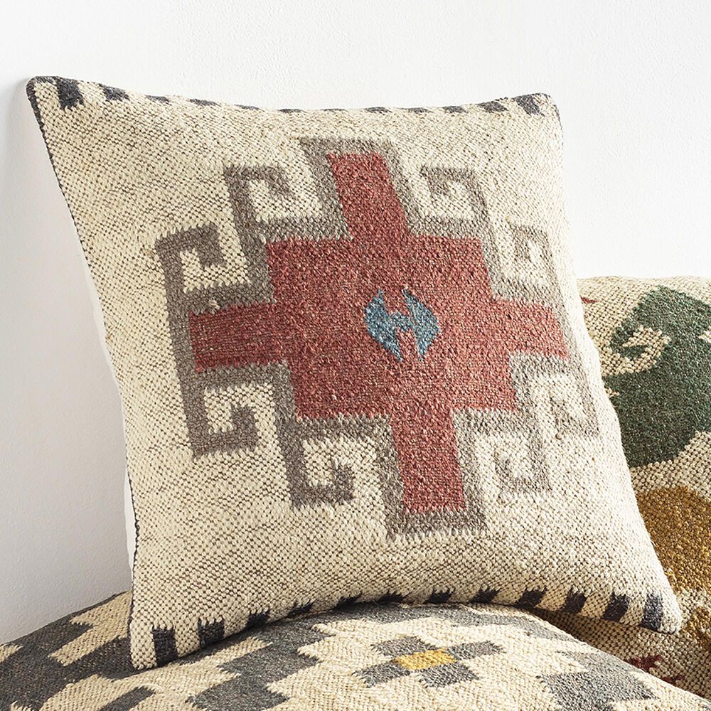 Surya Gada 18" Toss Pillow in Rust/Khaki/Camel, , large