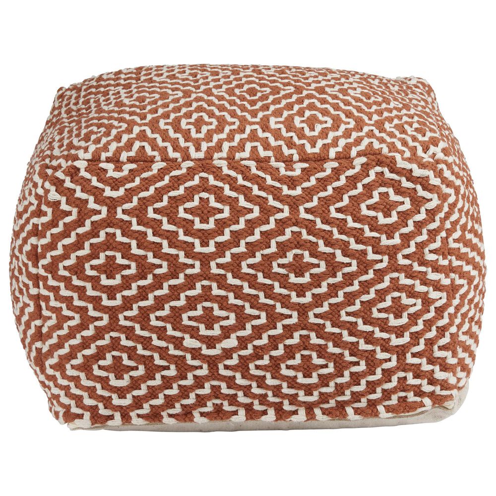 Ashley Brynnsen Pouf in Rust and Ivory, , large