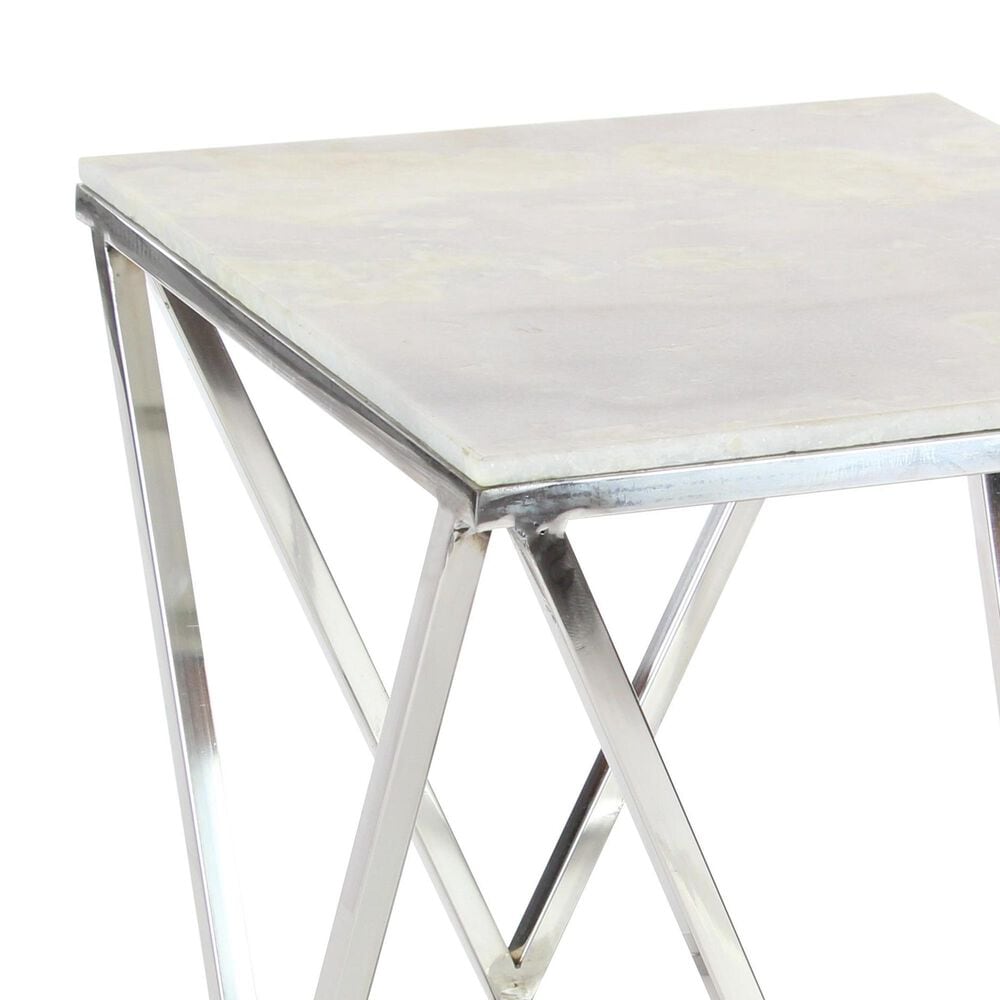 Maple and Jade Geometric Accent End Table in Silver and White, , large