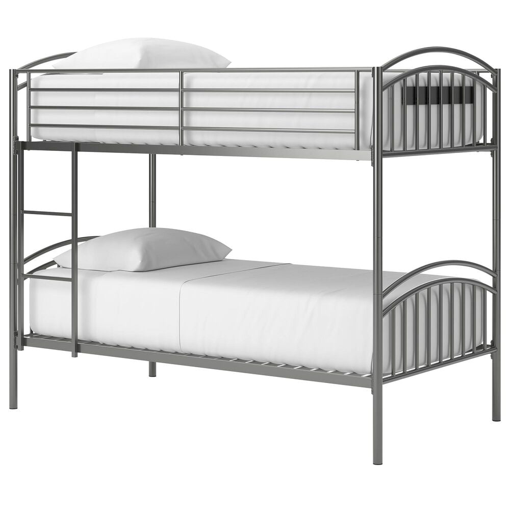 Ashley Lanceburg Twin over Twin Bunk Bed with Ladder in Gray, , large