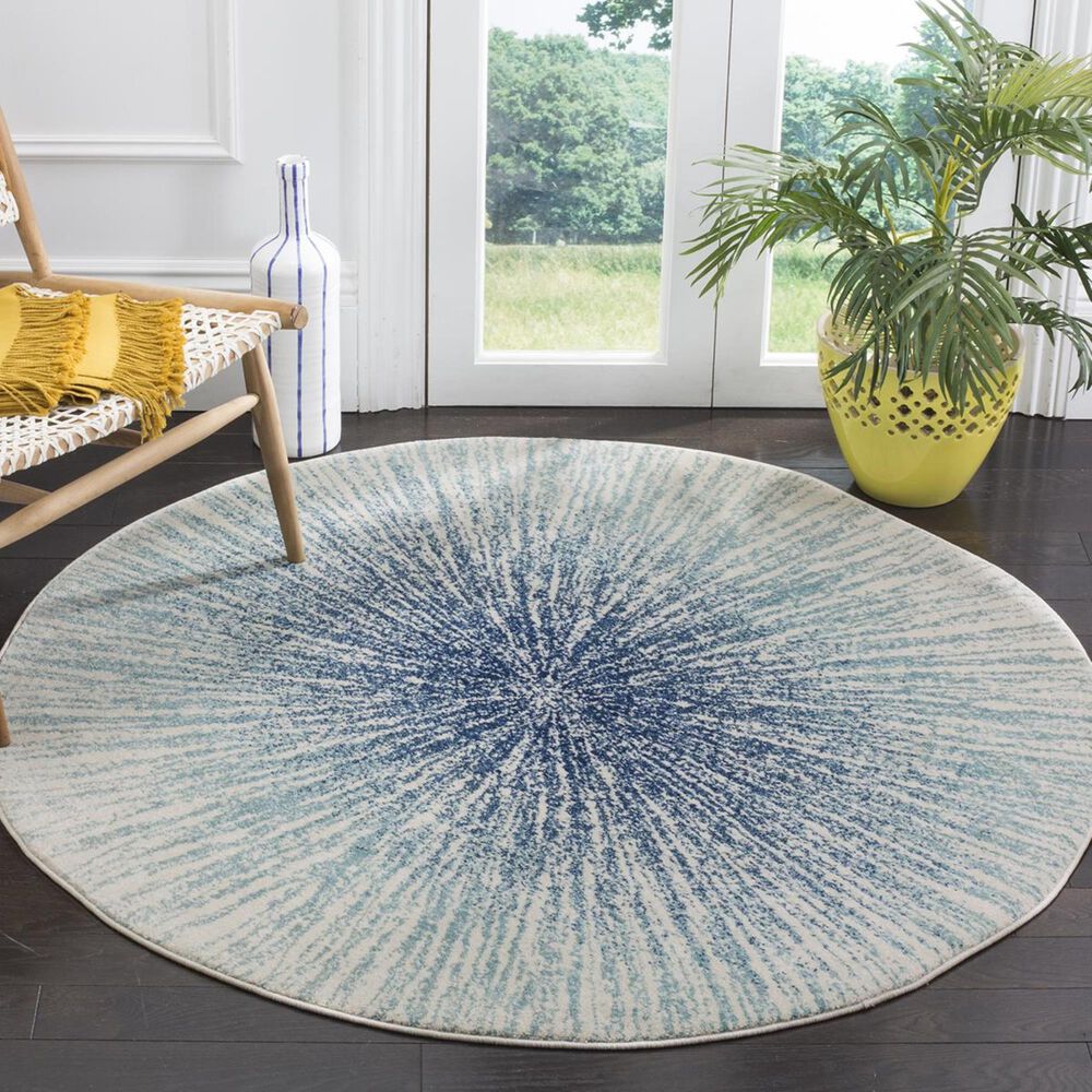 Safavieh Evoke EVK228A-5R 5&#39;1&quot; Round Royal/Ivory Area Rug, , large