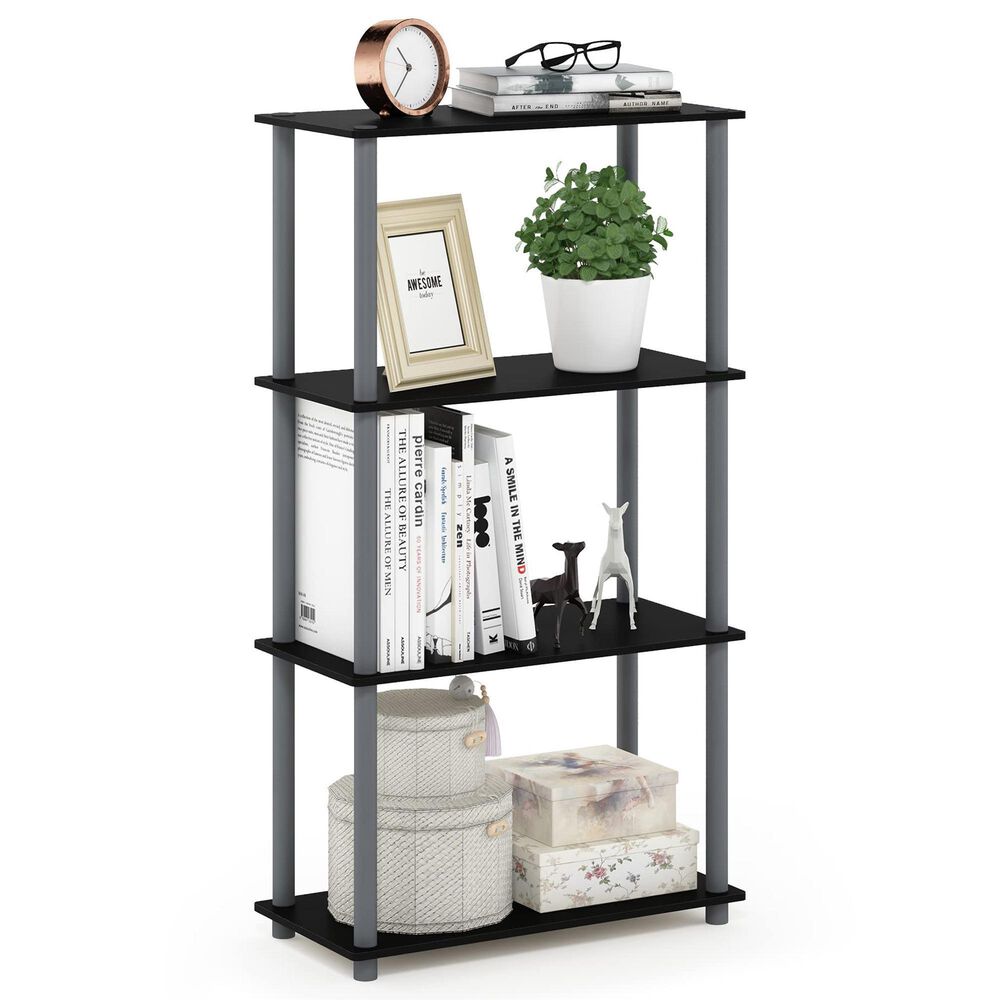 HOMLUX Turn-N-Tube 4-Tier Multipurpose Shelf Display Rack in Black and Grey, , large