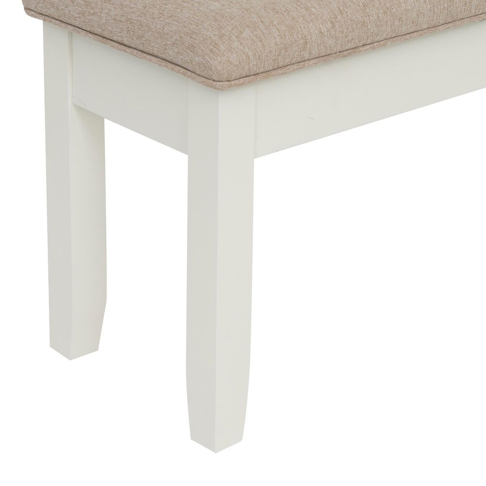 Linon Home Decor Jane Storage Bench with Light Tan Cushion in Vanilla White, , large