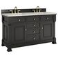 James Martin Vanities Brookfield 60" Double Bathroom Vanity in Black Onyx with 3 cm Eternal Jasmine Pearl Silestone Top, Rectangular Sinks and FreePower Wireless Charger, , large