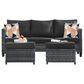 HOMLUX 3-Piece Modular Outdoor Sofa Set with Two Ottomans in Black, , large