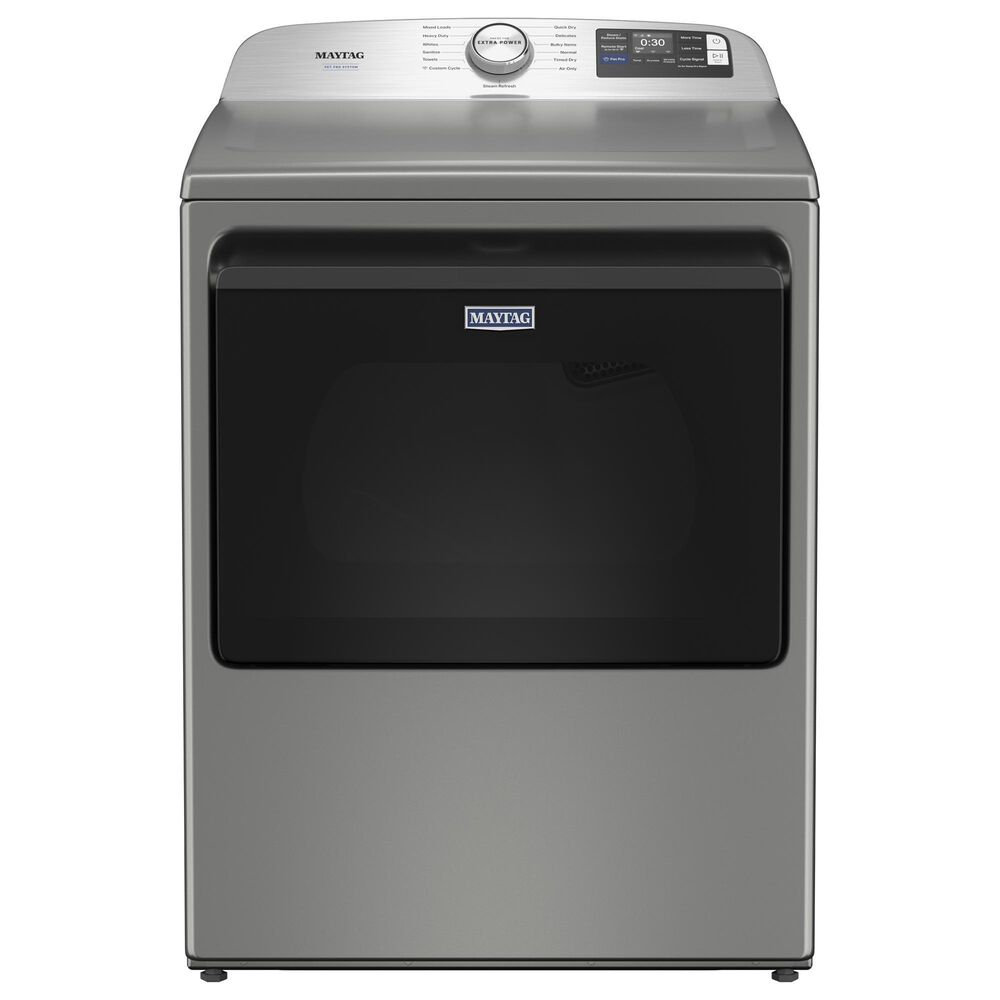 Maytag 7.4 Cu. Ft. Electric Smart Top Load Dryer with Pet Pro Option in Classic Silver, , large