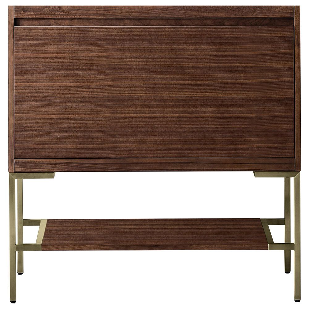 James Martin Vanities Mantova 35.4" Single Vanity Cabinet in Mid-Century Walnut and Champagne Brass, , large