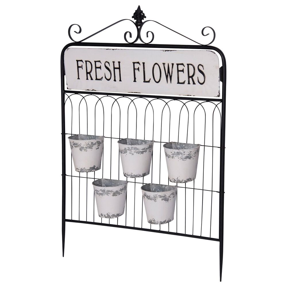 VIP Home and Garden Fresh Flowers Planter with Buckets in White and Black, , large