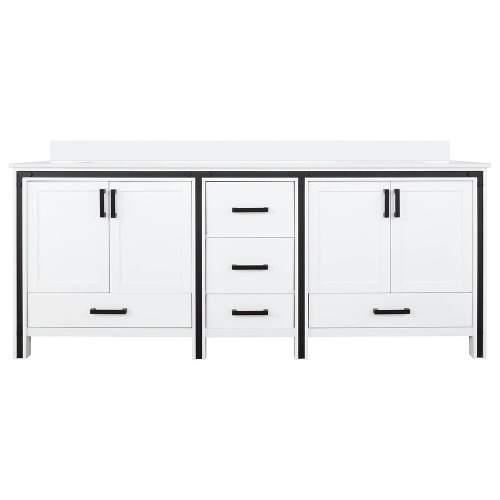 Lexora Home Ziva 80&quot; Double Bathroom Vanity in White with 2 cm White Quartz Top and Rectangular Sinks, , large