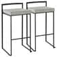 LumiSource Fuji 34" Stacker Bar Stool with Light Grey Cowboy Upholstery in Black (Set of 2), , large