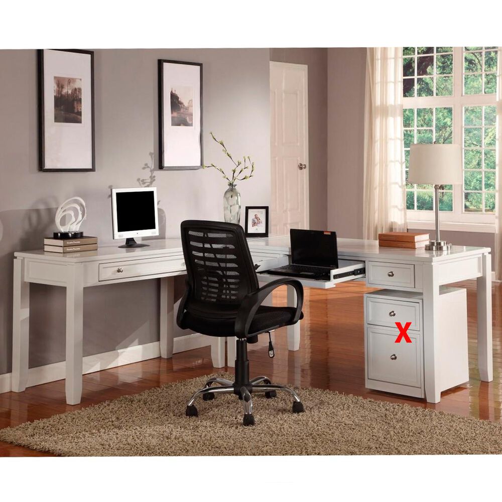 Simeon Collection Boca 3-Piece L Desk in Cottage White, , large