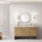 James Martin Vanities Hudson 60" Single Bathroom Vanity in Light Natural Oak with 3 cm Eternal Marfil Quartz Top and Rectangular Sink, , large