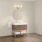 37B Mauri 36" Single Bathroom Vanity with Metal Base in Walnut Drift with High-Profile 4" White Composite Stone Top, , large