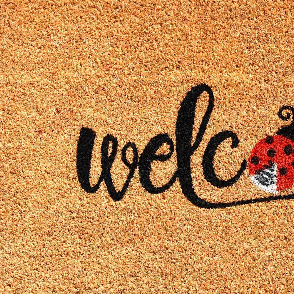 Calloway Mills Natural Ladybug Natural, Black and Red 1"5" x 2"5" Door Mat, , large
