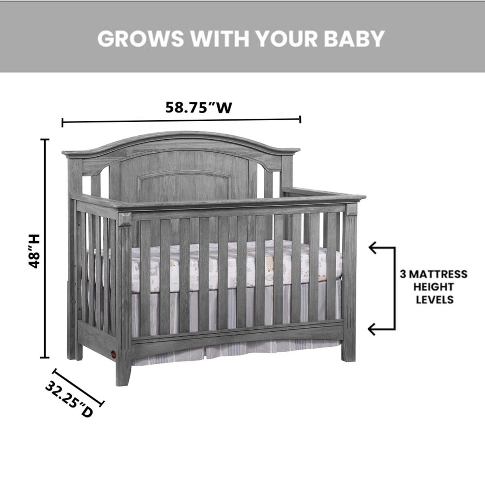 Oxford Baby Willowbrook 4-In-1 Convertible Crib in Graphite Gray, , large