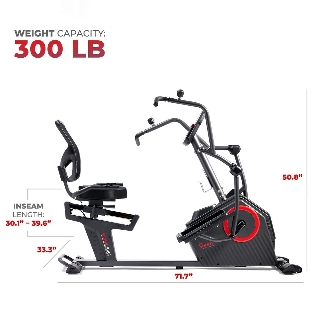 Sunny Health &amp; Fitness Smart Electro-Magnetic Resistance Recumbent Elliptical Cross Trainer in Black, , large