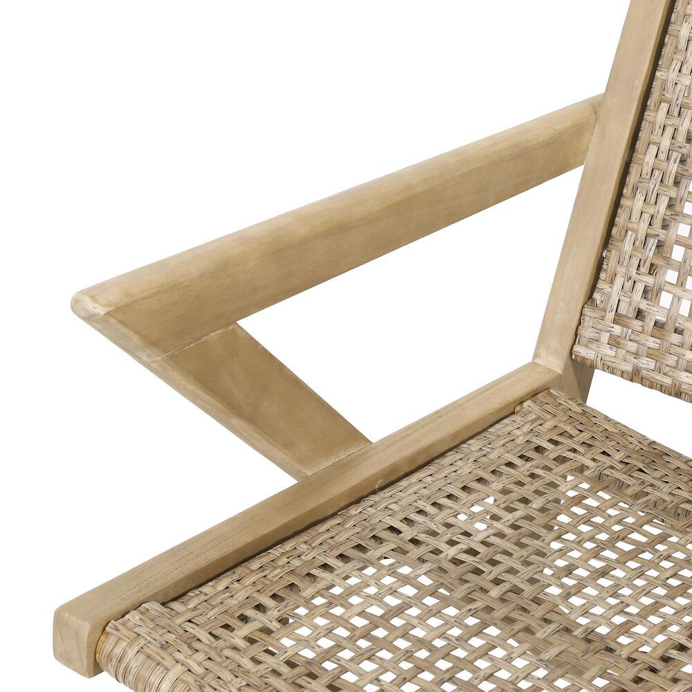 Hearth and Haven Braxton Outdoor Wicker Club Chair with Angular Arms in Light Brown (Set of 2), , large