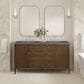 James Martin Vanities Myrrin 60" Double Vanity in Mid Century Walnut with 3 cm Parisien Bleu Quartz Top, , large