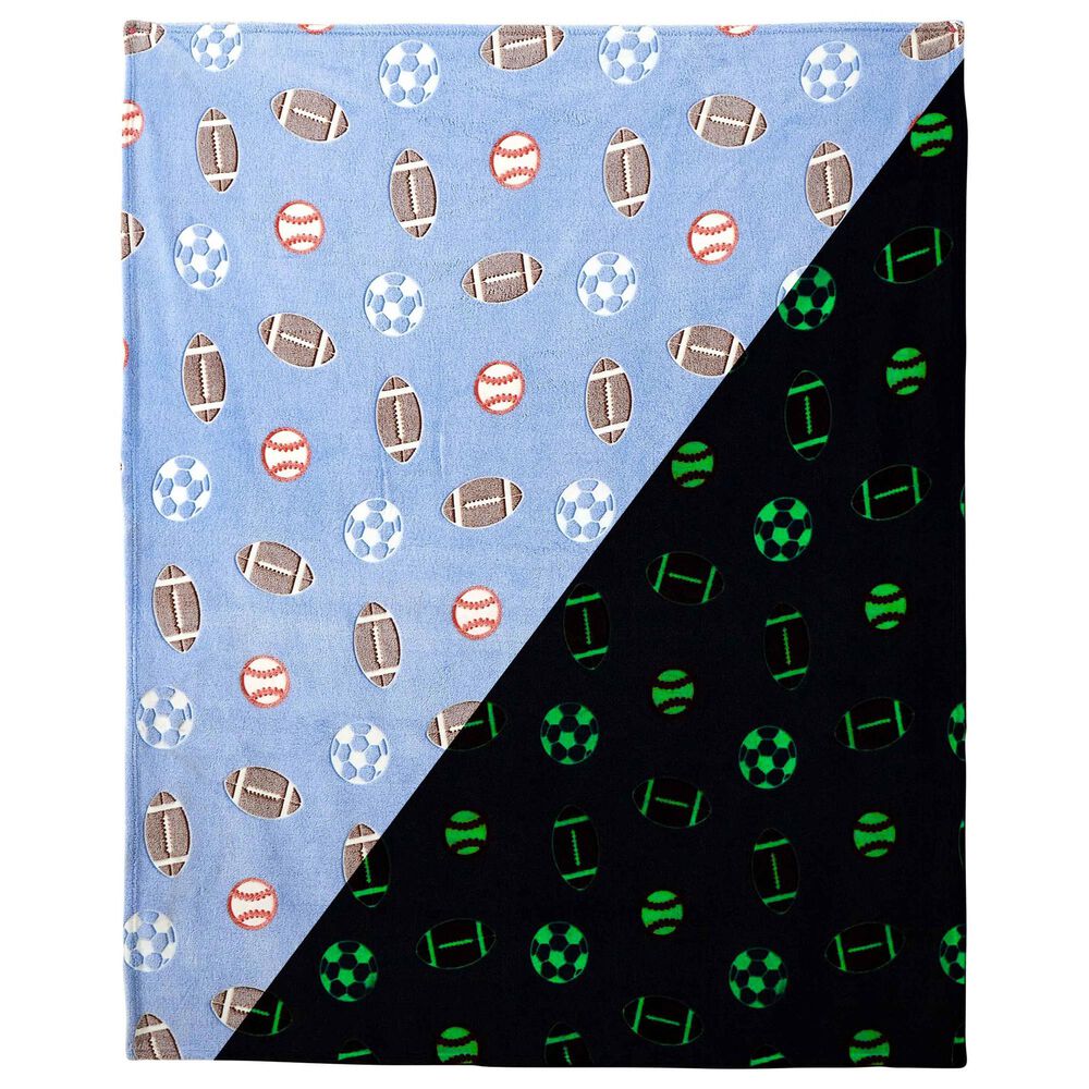 Duke Imports Game Time - Glow in the Dark Plush Throw in Blue, , large