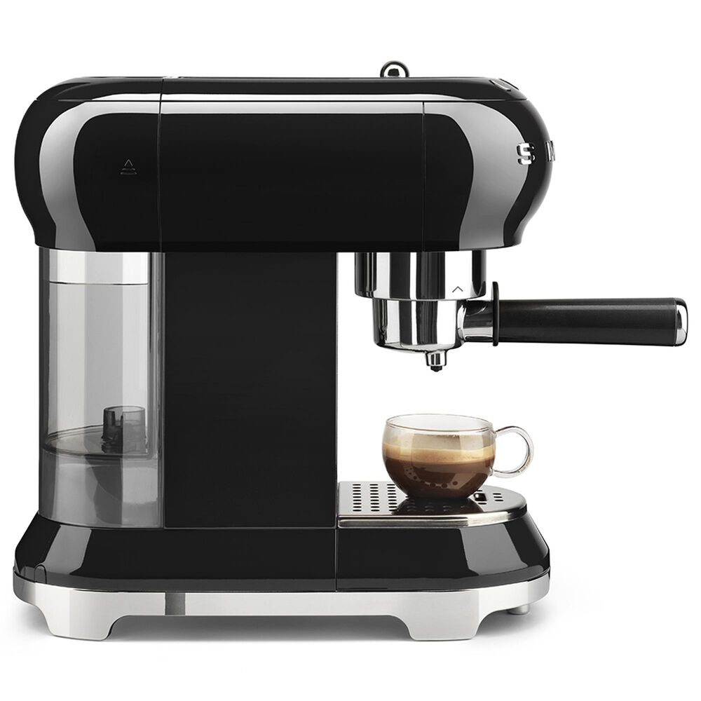 Smeg 33.81 Oz Espresso Manual Coffee Machine in Black and Polished Chrome, , large