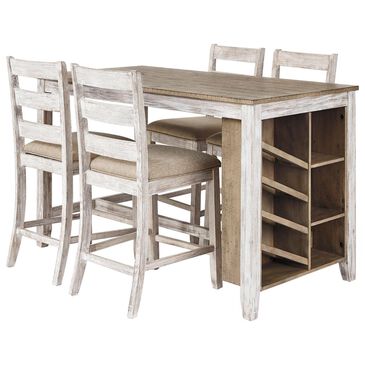 Signature Design by Ashley Skempton 5-Piece Counter Height Dining Set in White and Light Brown, , large
