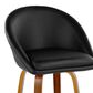 LumiSource Matisse 26" Swivel Counter Stool with Black Faux Leather Upholstery in Walnut and Black (Set of 2), , large
