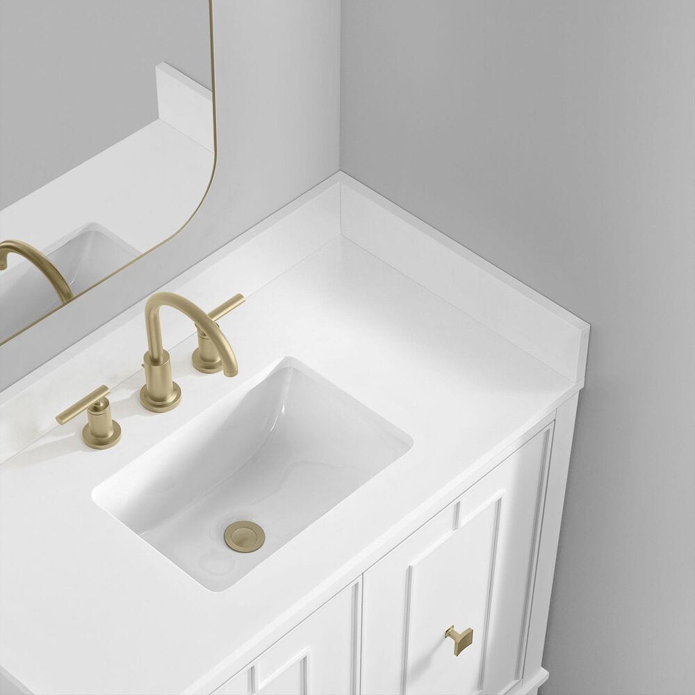 37B Kinsale 36" Single Bathroom Vanity Cabinet in Bright White with White Composite Stone Top and Backsplash, , large