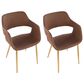 LumiSource Margarite Arm Chair with Brown Faux Leather Cushion in Gold Metal  (Set of 2), , large