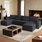 HOMLUX 127.4" Sectional Sofa in Black, , large