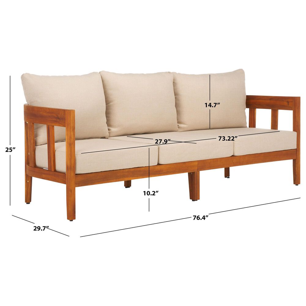 Safavieh Owen 3-Seater Outdoor Sofa in Taupe, , large