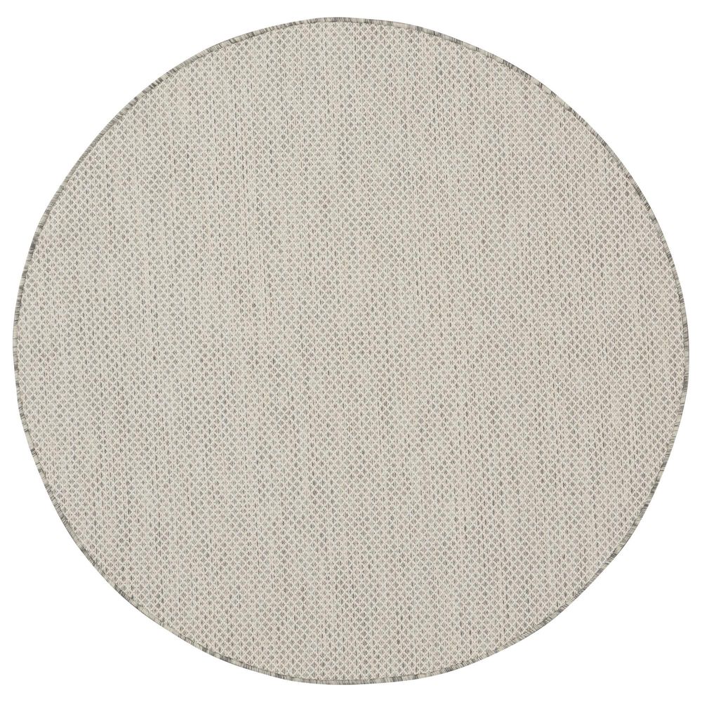 Nourison Courtyard Ivory and Silver 4" Round Indoor/Outdoor Area Rug, , large
