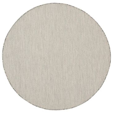 Nourison Courtyard Ivory and Silver 4" Round Indoor/Outdoor Area Rug, , large