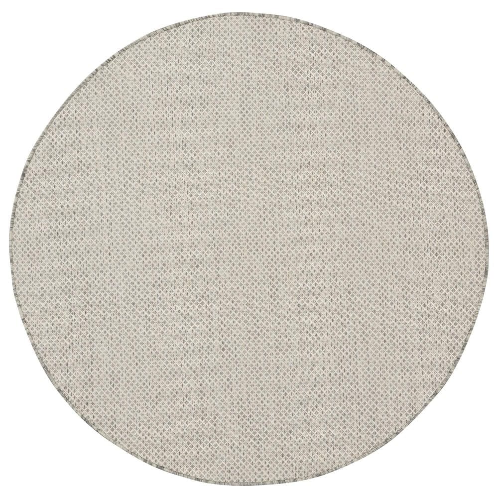 Nourison Courtyard Ivory and Silver 4" Round Indoor/Outdoor Area Rug, , large